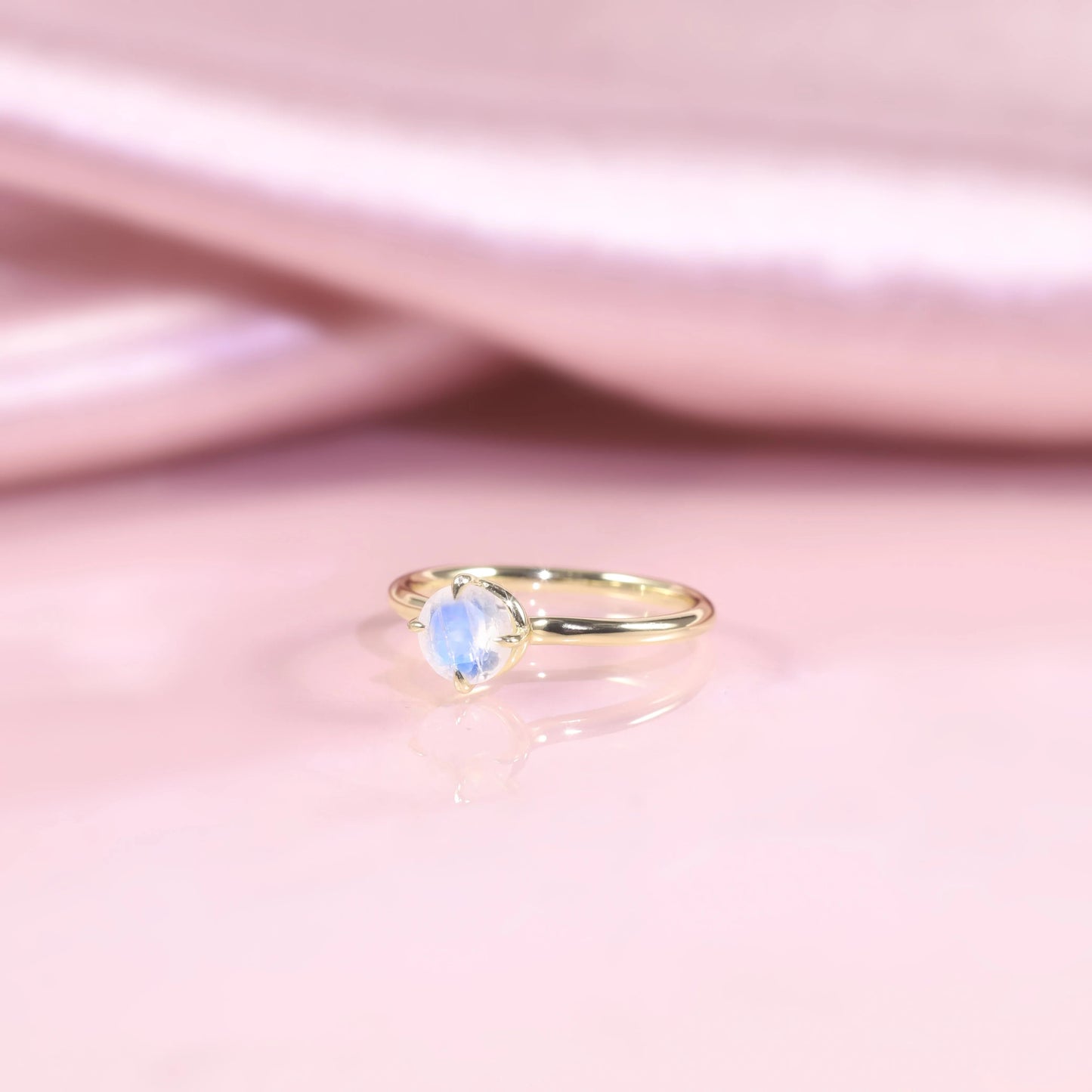 Moonstone ring in 925 sterling silver plated 18k engagement ring - GEMORM