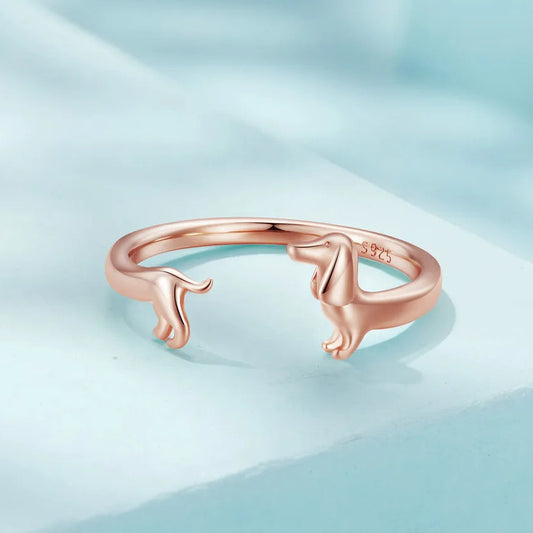 Dachshund ring adjustable rings in 925 sterling silver