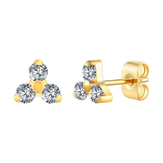 Trinity CZ Titanium Stud Earrings with Butterfly Backs, 20G (Matching Pair)