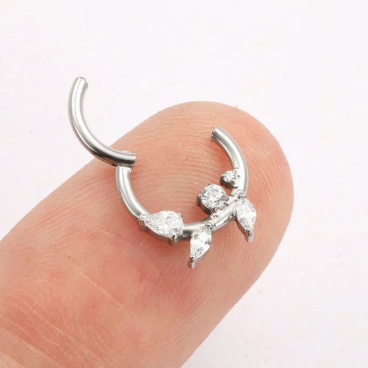 Amber Branch CZ Titanium Clicker Ring - GEMORM