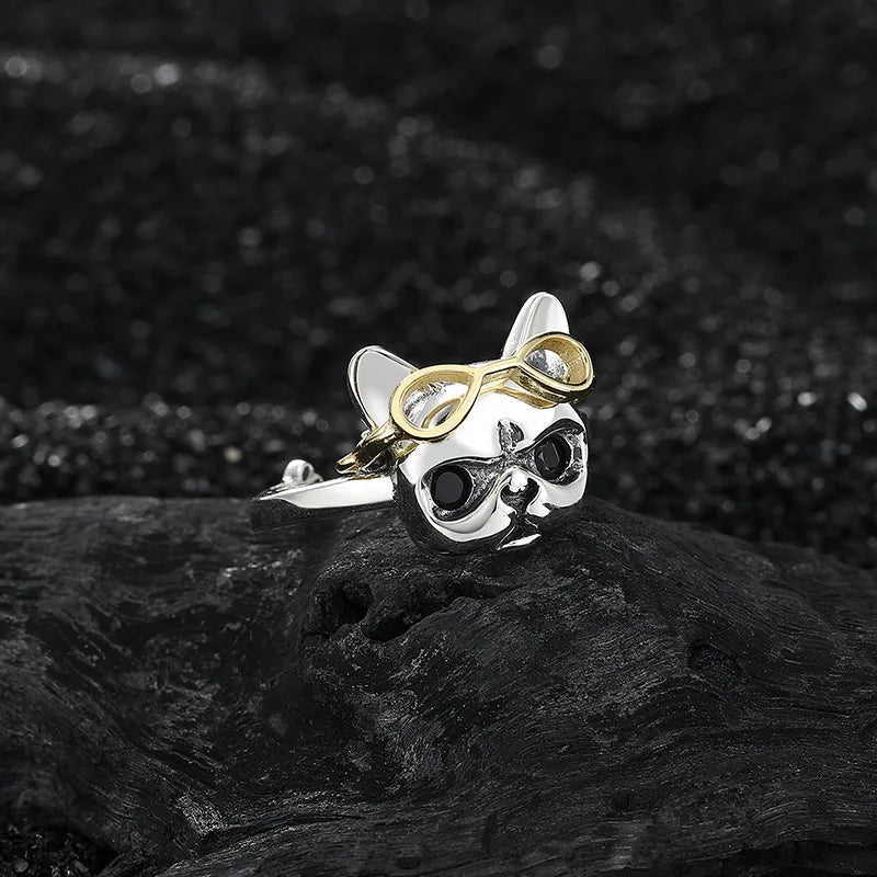 Bulldog adjustable ring dog jewelry for women - GEMORM