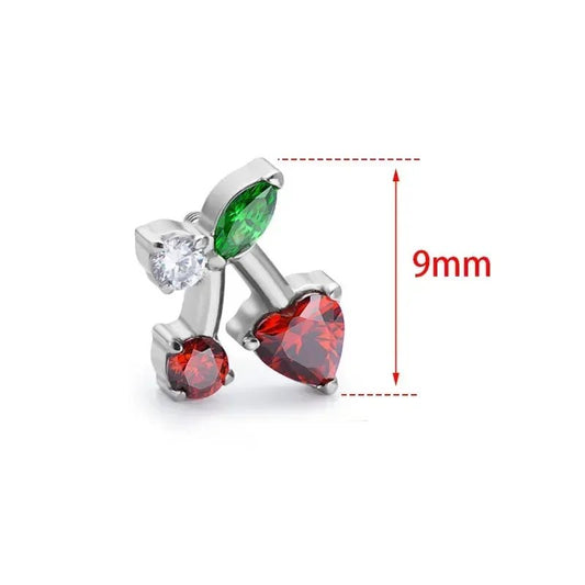 Cherry CZ Titanium Flat Back Stud - GEMORM