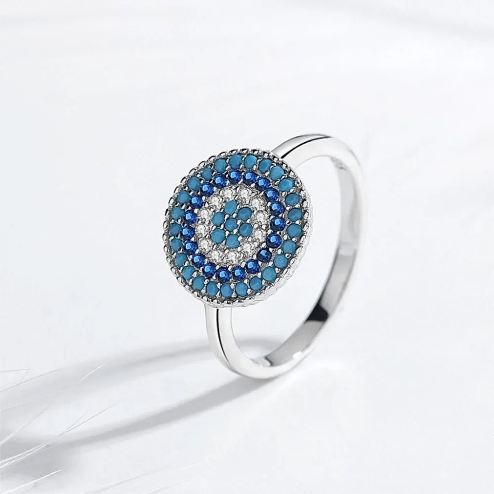 December birthstone Vintage 925 Sterling Silver Ring with Turquoise Evil Eye Detail - GEMORM