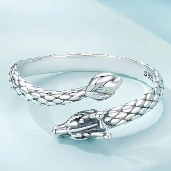 Adjustable dragon ring 925 sterling silver gothic ring - GEMORM