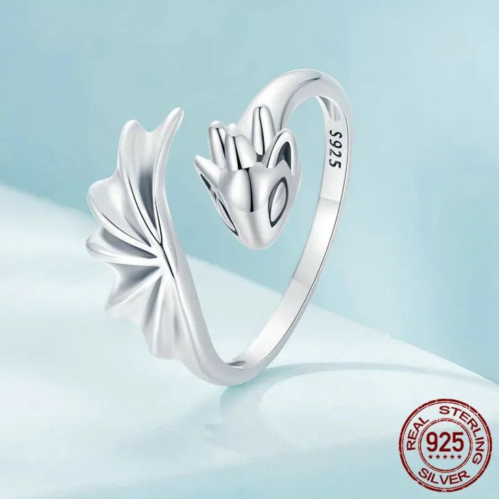 DRAGON RING GOTHIC RING STERLING SILVER STACKING RING - GEMORM