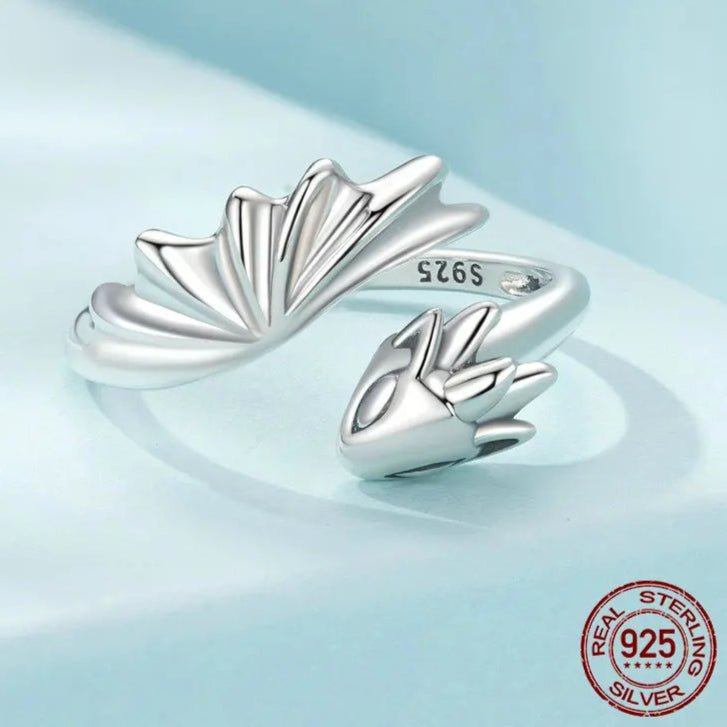 DRAGON RING GOTHIC RING STERLING SILVER STACKING RING - GEMORM