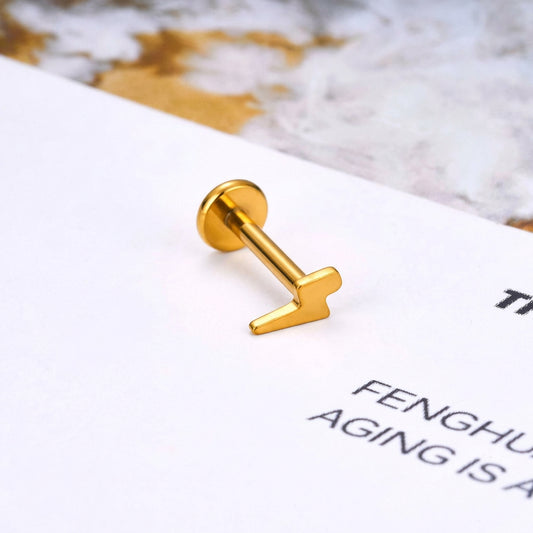 Gold Titanium Flat Back Stud — Moon, Star & More — product view 2