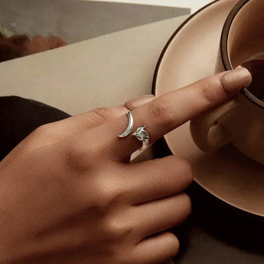 925 STERLING SILVER RING FOX RING ADJUSTABLE RING - GEMORM