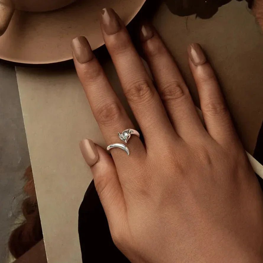 925 STERLING SILVER RING FOX RING ADJUSTABLE RING - GEMORM