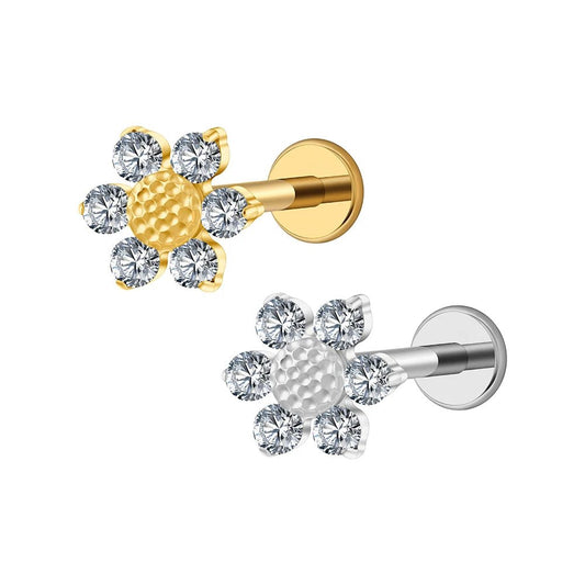 Mini Sunflower Titanium Labret Stud - GEMORM