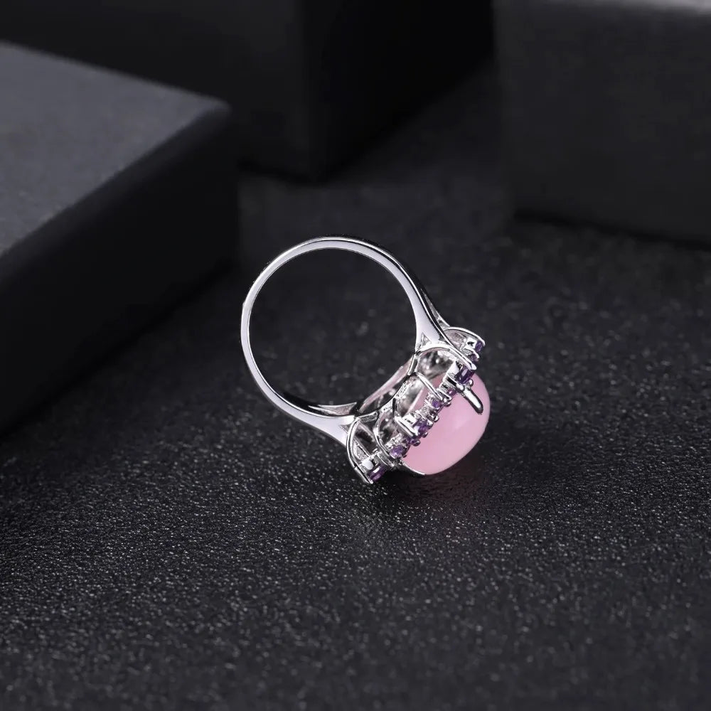 Promise Ring 925 Sterling Silver Vintage Cocktail Ring with Calcedonia - GEMORM