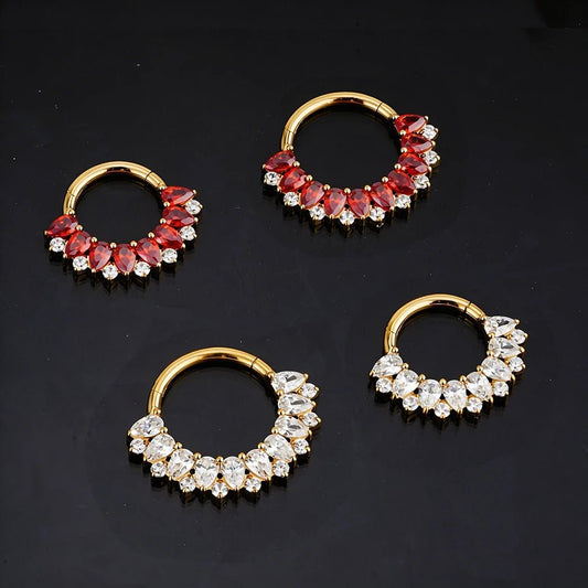 Red or Clear Pear CZ Titanium Clicker - GEMORM