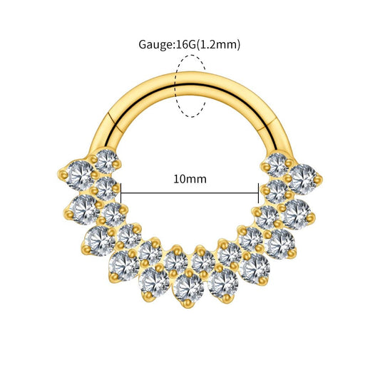 Round CZ Cluster Titanium Clicker Ring - GEMORM