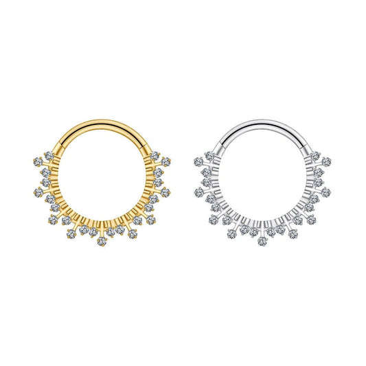 Sunburst CZ Titanium Clicker for Septum & Daith - GEMORM