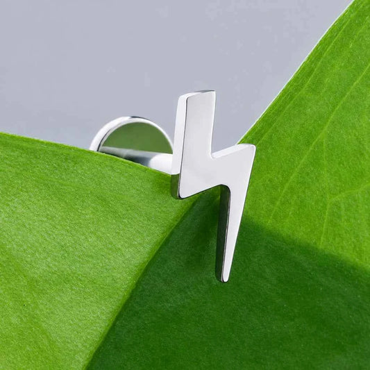 16G Titanium Lightning Bolt Flat Back Labret Stud for Helix, Tragus & Lip