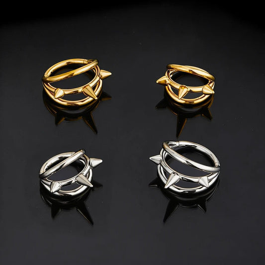 Triple Spike Titanium Septum & Daith Clicker - GEMORM