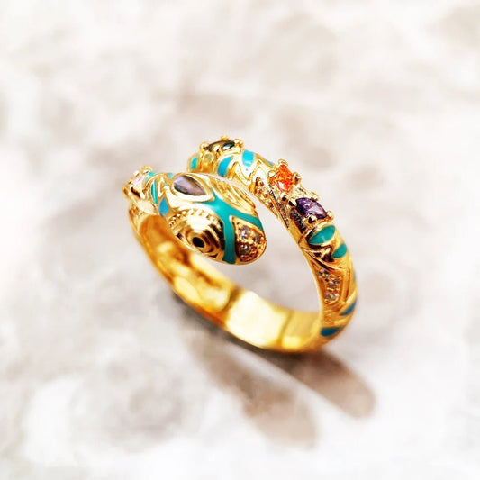 Vintage snake ring 925 sterling silver adjustable jewelry - GEMORM