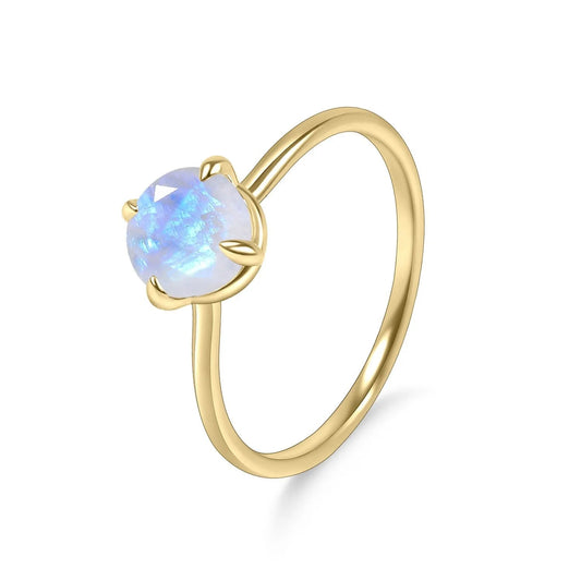 Moonstone ring in 925 sterling silver plated 18k engagement ring - GEMORM