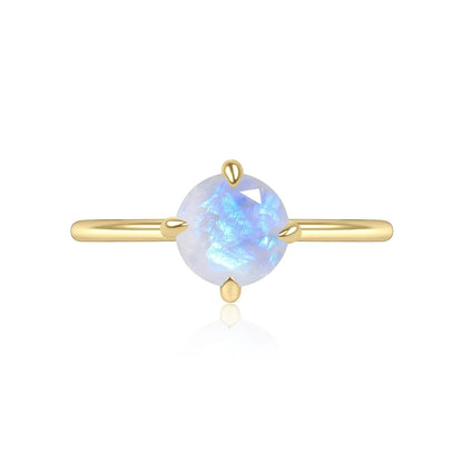 Moonstone ring in 925 sterling silver plated 18k engagement ring - GEMORM