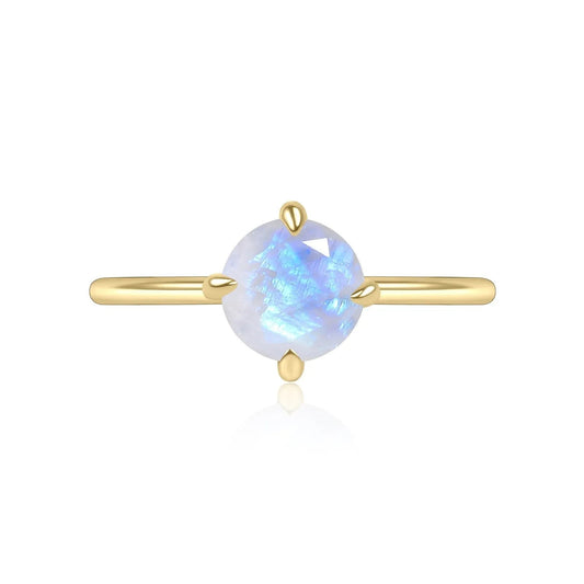 Moonstone ring in 925 sterling silver plated 18k engagement ring - GEMORM