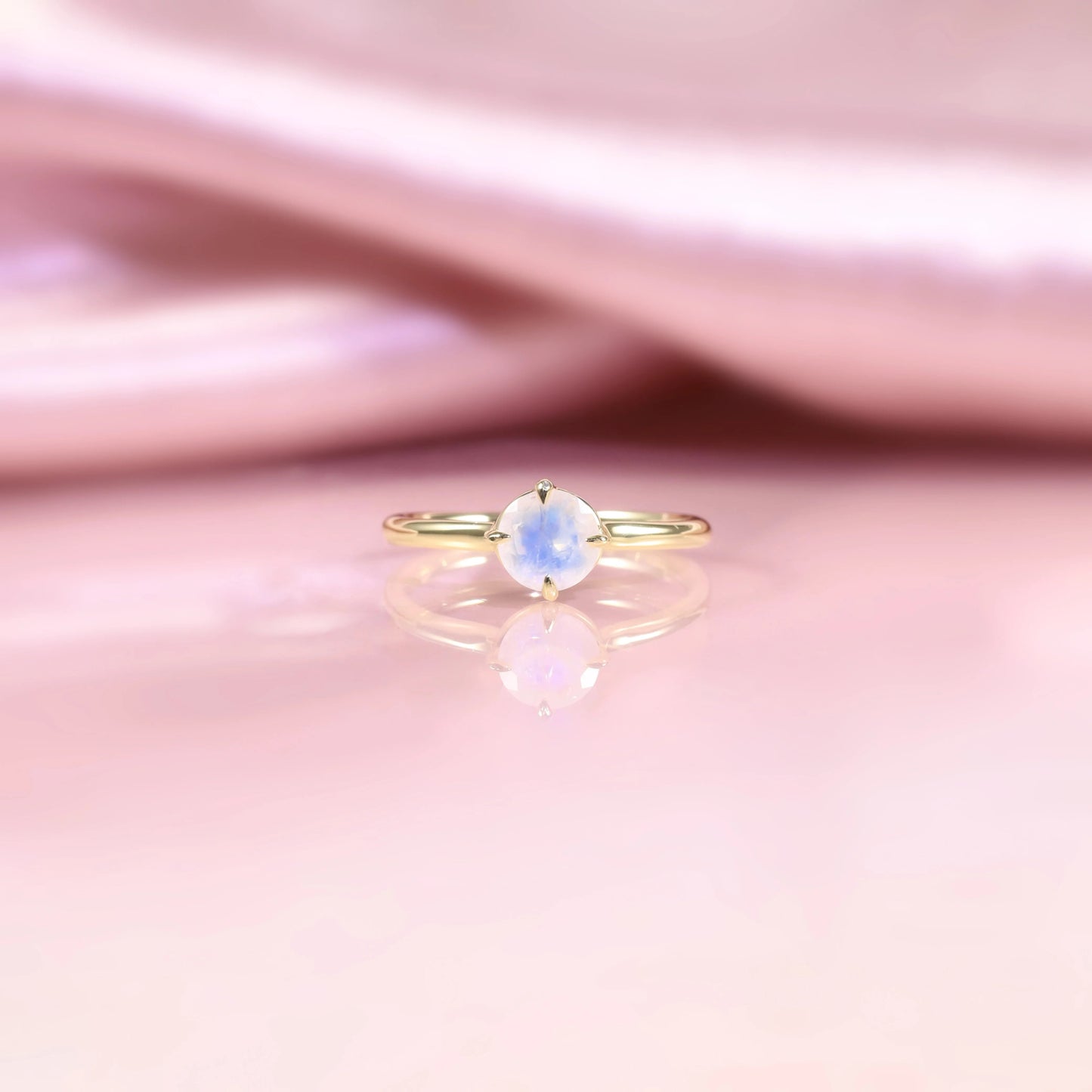 Moonstone ring in 925 sterling silver plated 18k engagement ring - GEMORM