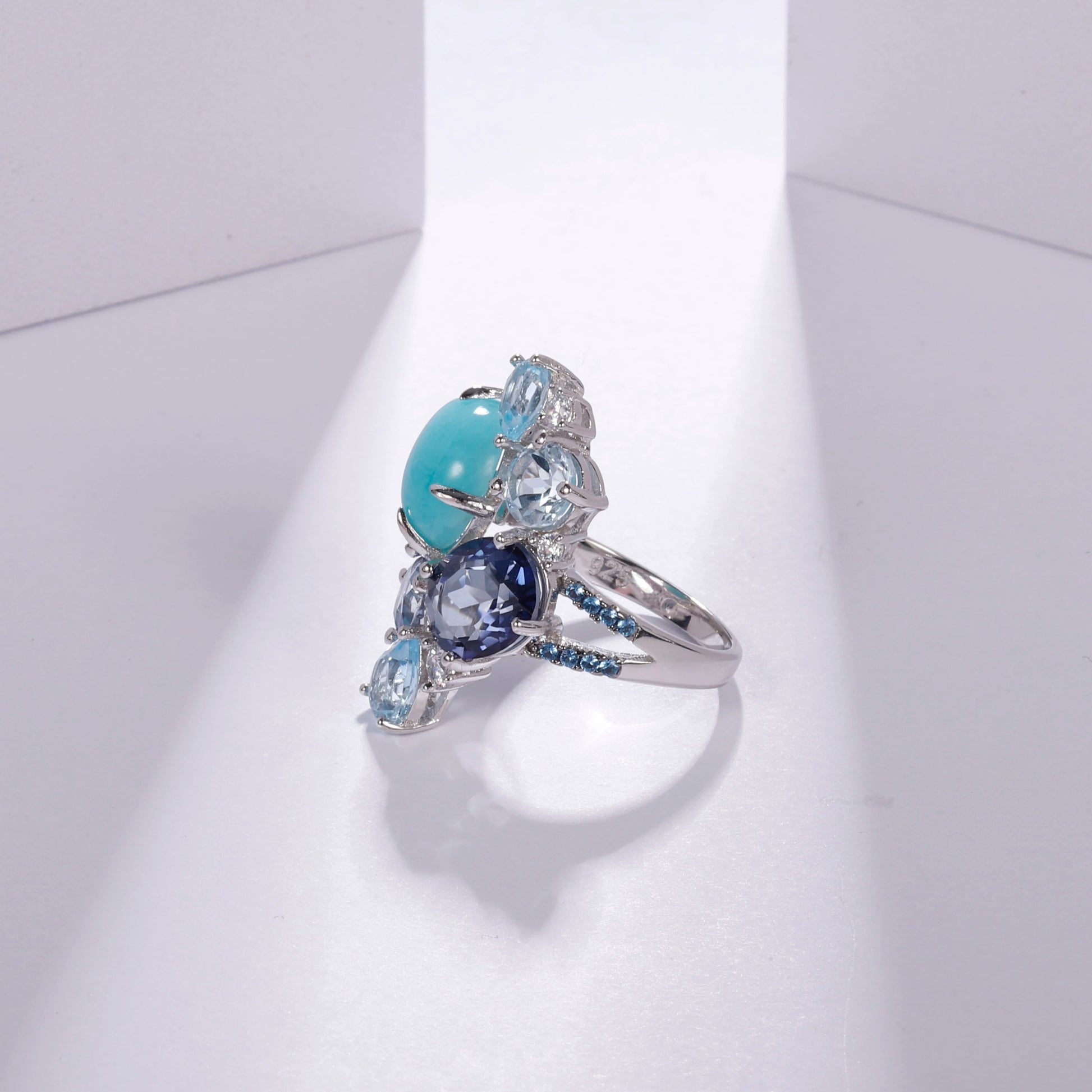 Blue topaz statement ring 925 sterling silver topaz ring for women - GEMORM
