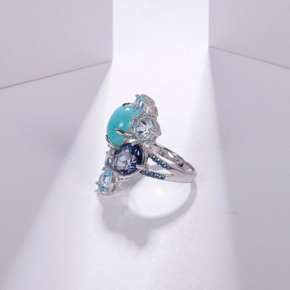Blue topaz statement ring 925 sterling silver topaz ring for women - GEMORM