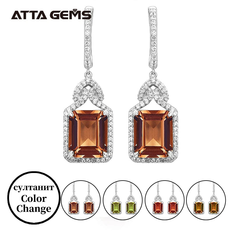 ATTAGEMS Ruby Real Sterling Silver Earring for Women Charming Style Created Sapphire 12 Carats Octagon Cut Wedding Jewelry Gifts