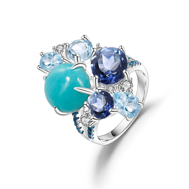 Blue topaz statement ring 925 sterling silver topaz ring for women - GEMORM
