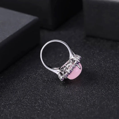 Promise Ring 925 Sterling Silver Vintage Cocktail Ring with Calcedonia - GEMORM