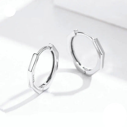 Bamboo earrings in sterling silver minimalist hoop earrings for everyday wear