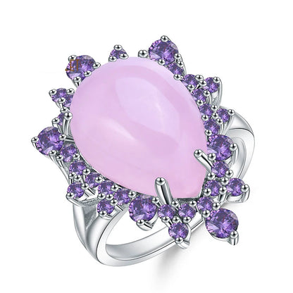 Promise Ring 925 Sterling Silver Vintage Cocktail Ring with Calcedonia - GEMORM