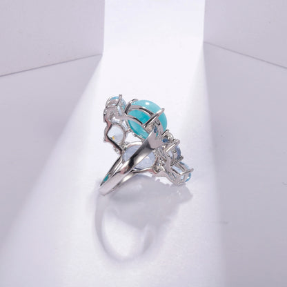 Blue topaz statement ring 925 sterling silver topaz ring for women - GEMORM