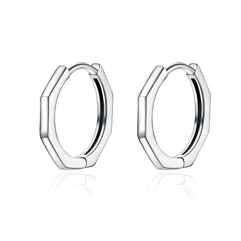 Bamboo earrings in sterling silver minimalist hoop earrings for everyday wear