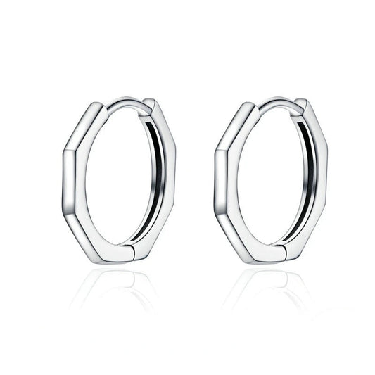 Bamboo earrings in sterling silver minimalist hoop earrings for everyday wear
