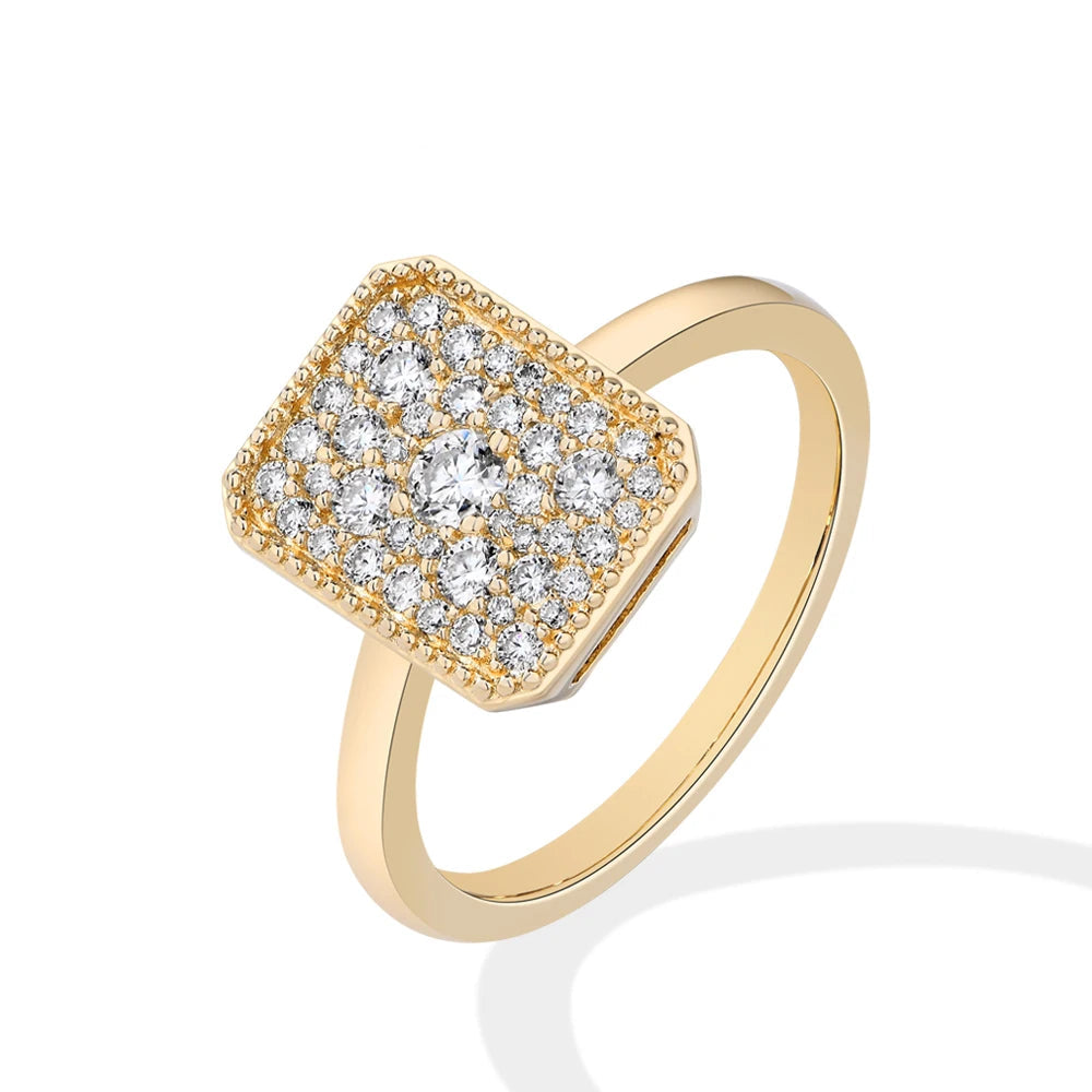 Moissanite rings halo engagement ring with 18k gold plating