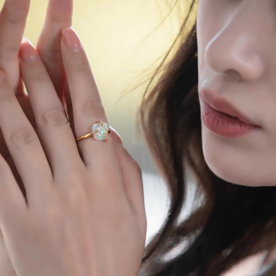 October birthstone opal ring in 925 sterling silver