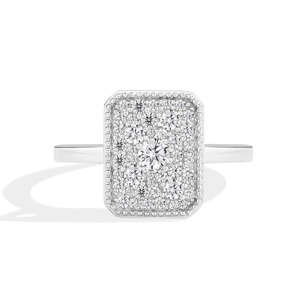 Moissanite rings halo engagement ring with 18k gold plating