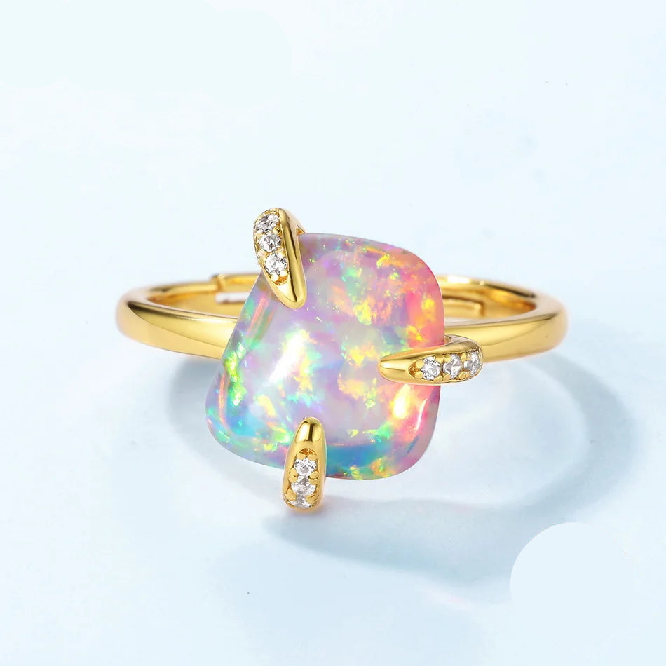 October birthstone opal ring in 925 sterling silver