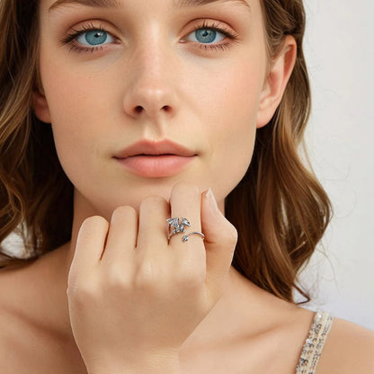 Adjustable dragon ring in 925 sterling silver gothic jewelry