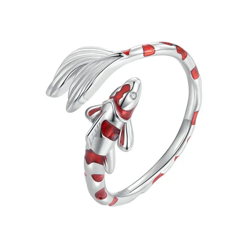 Adjustable rings koi fish ring in silver - GEMORM