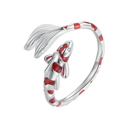 Adjustable rings koi fish ring in silver - GEMORM
