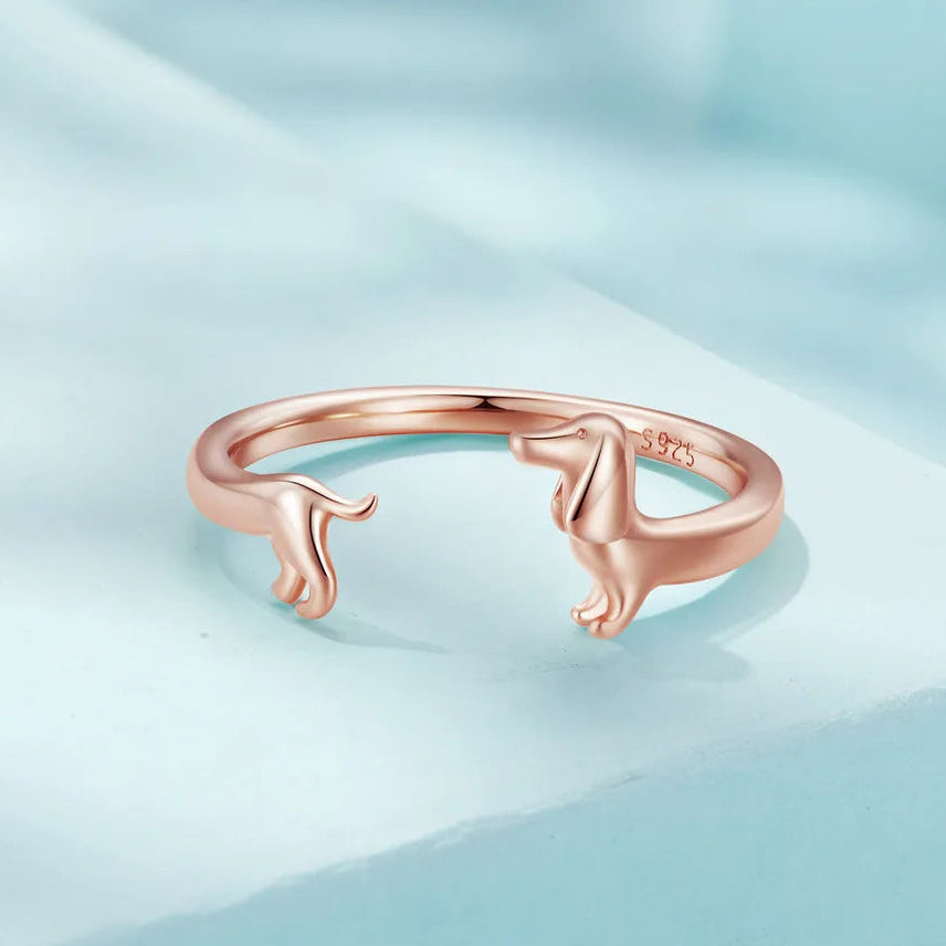 Dachshund ring adjustable rings in 925 sterling silver