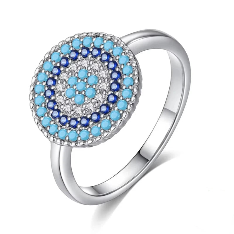 December birthstone Vintage 925 Sterling Silver Ring with Turquoise Evil Eye Detail - GEMORM