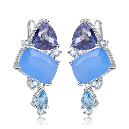 Drop Earrings 925 Sterling Silver Geometric Statement Earrings - GEMORM