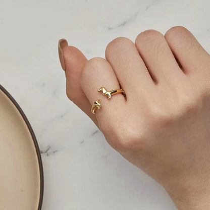 Dachshund ring adjustable rings in 925 sterling silver