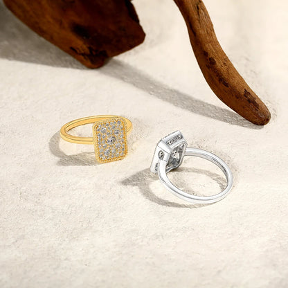 Moissanite rings halo engagement ring with 18k gold plating