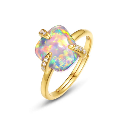 October birthstone opal ring in 925 sterling silver