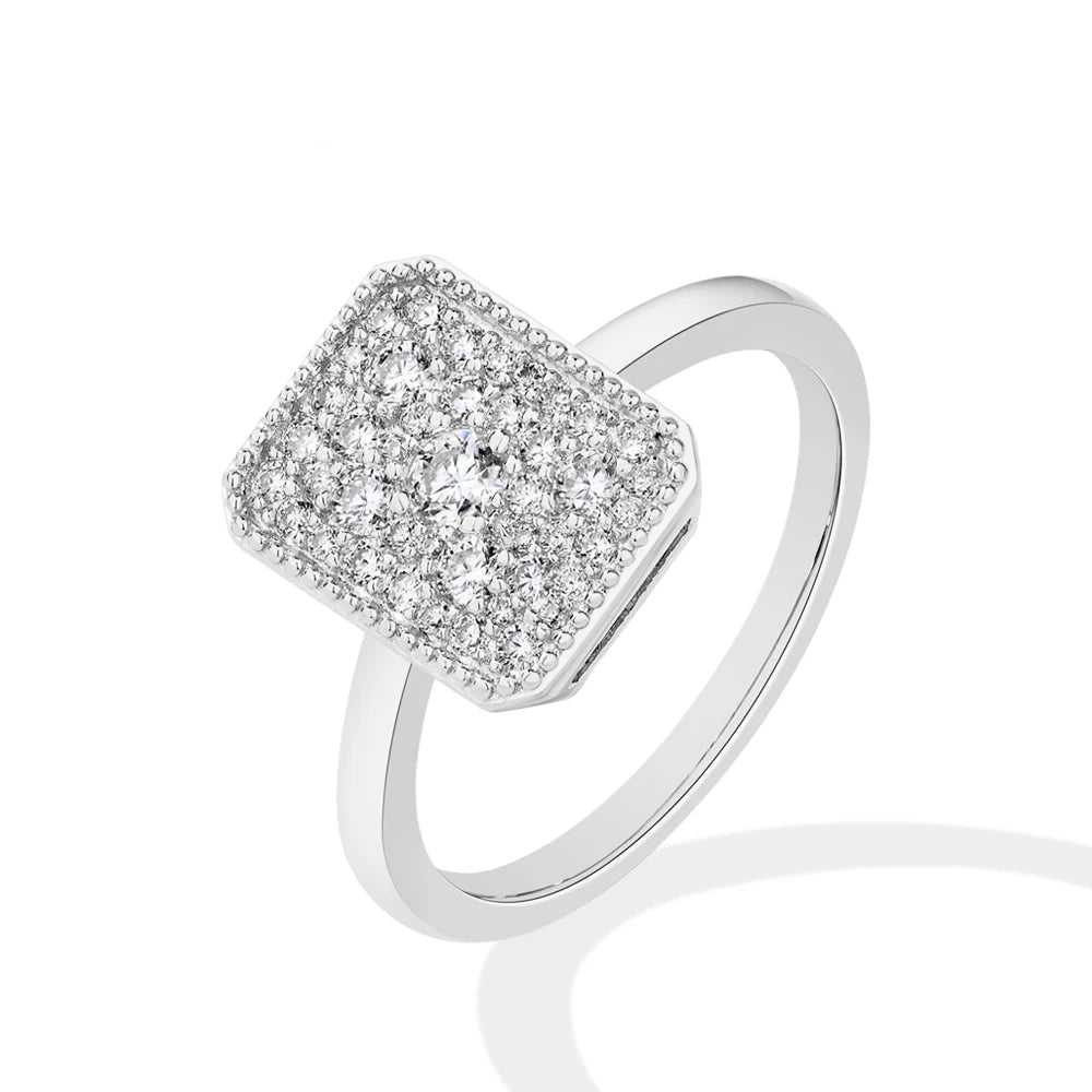 Moissanite rings halo engagement ring with 18k gold plating