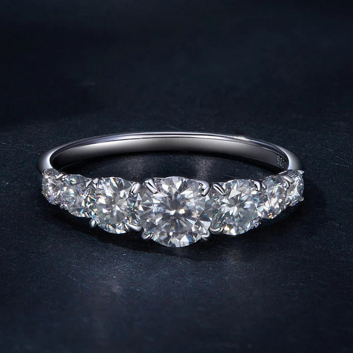 Moissanite rings heart setting d color vvs1 sterling silver ring